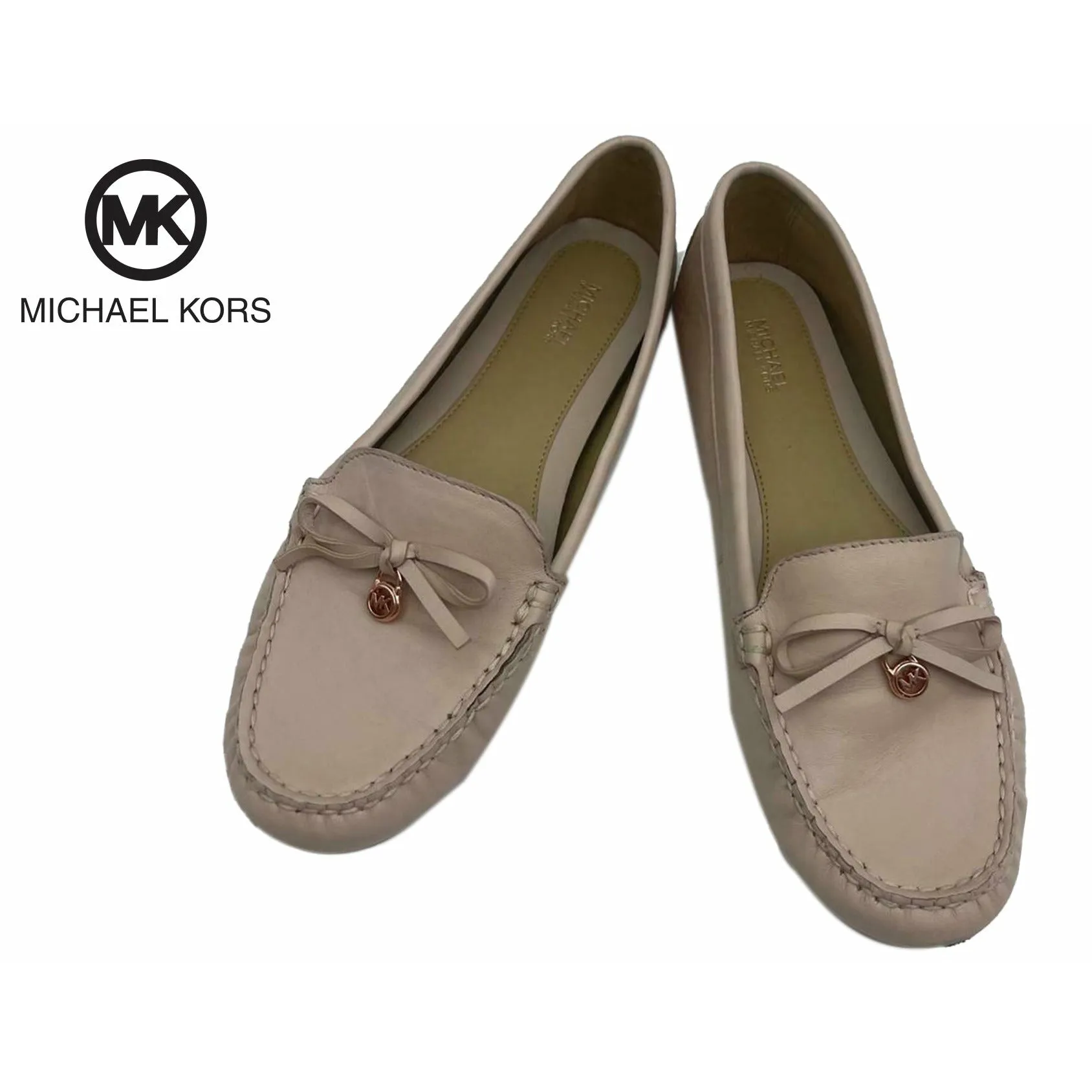 Michael Kors Flat Shoes Mini MK Logo Soft Pink Size 8.5M