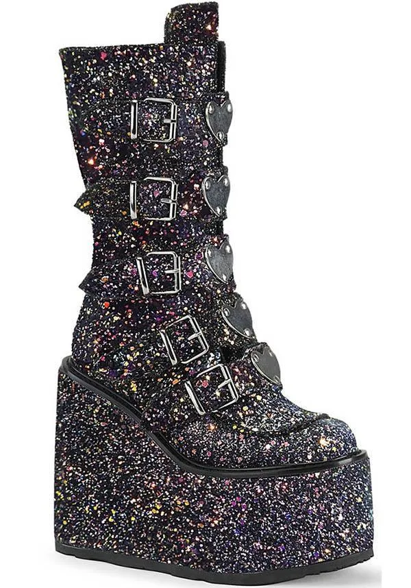 SWING-230G [Black Multi Glitter] | PLATFORM BOOTS [PREORDER]