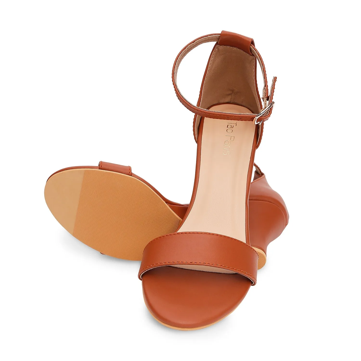 Tao Paris Gia 10011-04 Solid Tan Buckle Closure Wedges