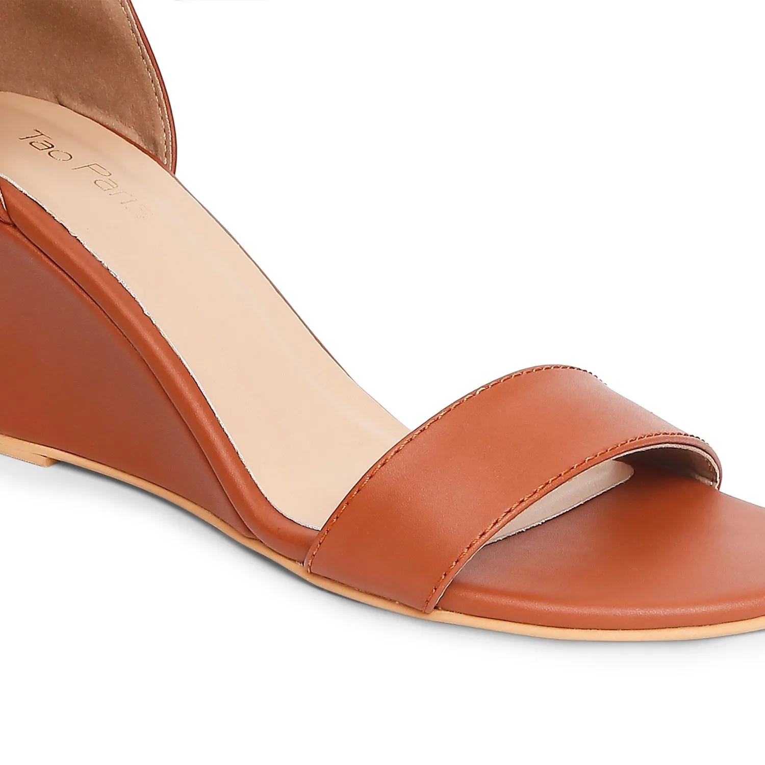 Tao Paris Gia 10011-04 Solid Tan Buckle Closure Wedges